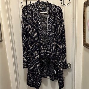 Lucky Brand purple and Cream Open-Front Patterned Cardigan